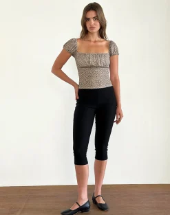 Motel Rocks Shirts And Blouses | Printed Tops-Jarji Blouse in Dainty Leopard Light Brown