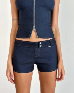 Motel Rocks Micro Shorts | Co-Ords-Jarli Hot Pants in Chambray Denim ChambrayDenim