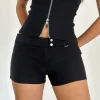 Motel Rocks Tailoring | Micro Shorts-Jarli Hot Pants in Stretch Tailoring Black StretchTailoringBlack