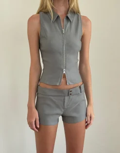Motel Rocks Tailoring | Micro Shorts-Jarli Hot Pants in Stretch Tailoring Grey StretchTailoringGrey