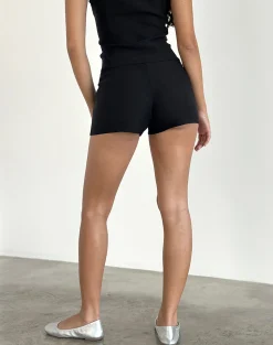 Motel Rocks Tailoring | Micro Shorts-Jarli Hot Pants in Stretch Tailoring Black StretchTailoringBlack