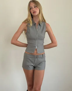 Motel Rocks Tailoring | Micro Shorts-Jarli Hot Pants in Stretch Tailoring Grey StretchTailoringGrey