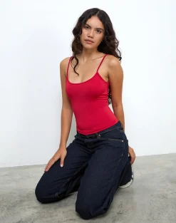 Motel Rocks Vest Tops | Strappy Tops-Jasila Vest Top in Red