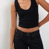 Motel Rocks Basic Tops-Jastio Vest Top in Ribbed Jersey black