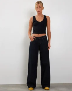 Motel Rocks Basic Tops-Jastio Vest Top in Ribbed Jersey black