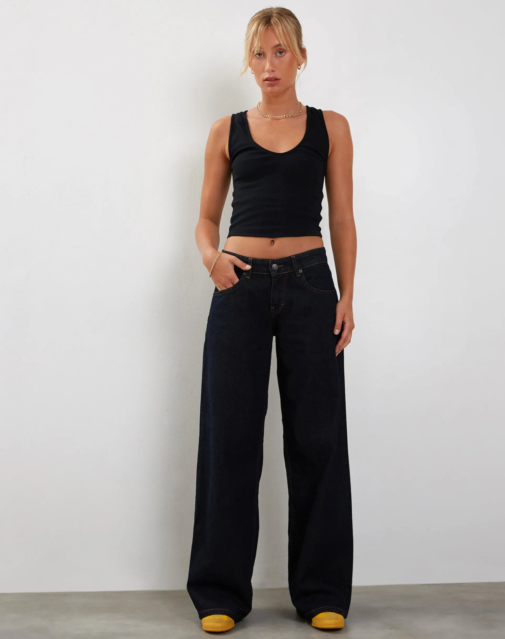 Motel Rocks Basic Tops-Jastio Vest Top in Ribbed Jersey black