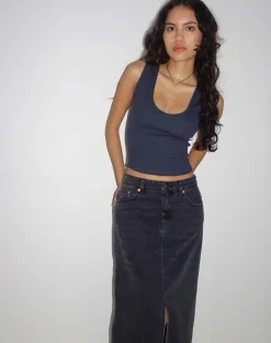 Motel Rocks Basics | Basic Tops-Jastio Vest Top in Ocean Storm Ribbed Jersey oceanstorm