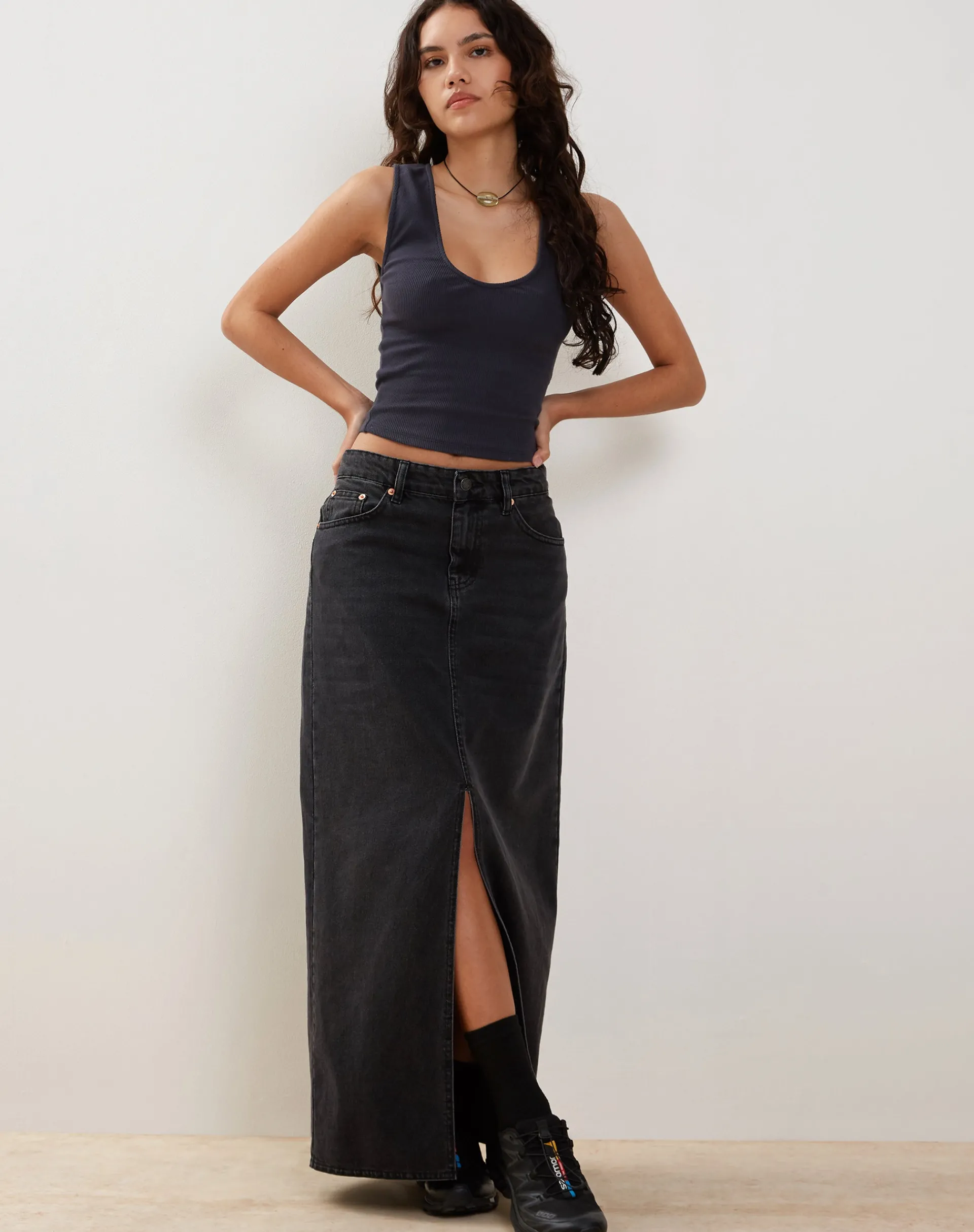 Motel Rocks Basics | Basic Tops-Jastio Vest Top in Ocean Storm Ribbed Jersey oceanstorm