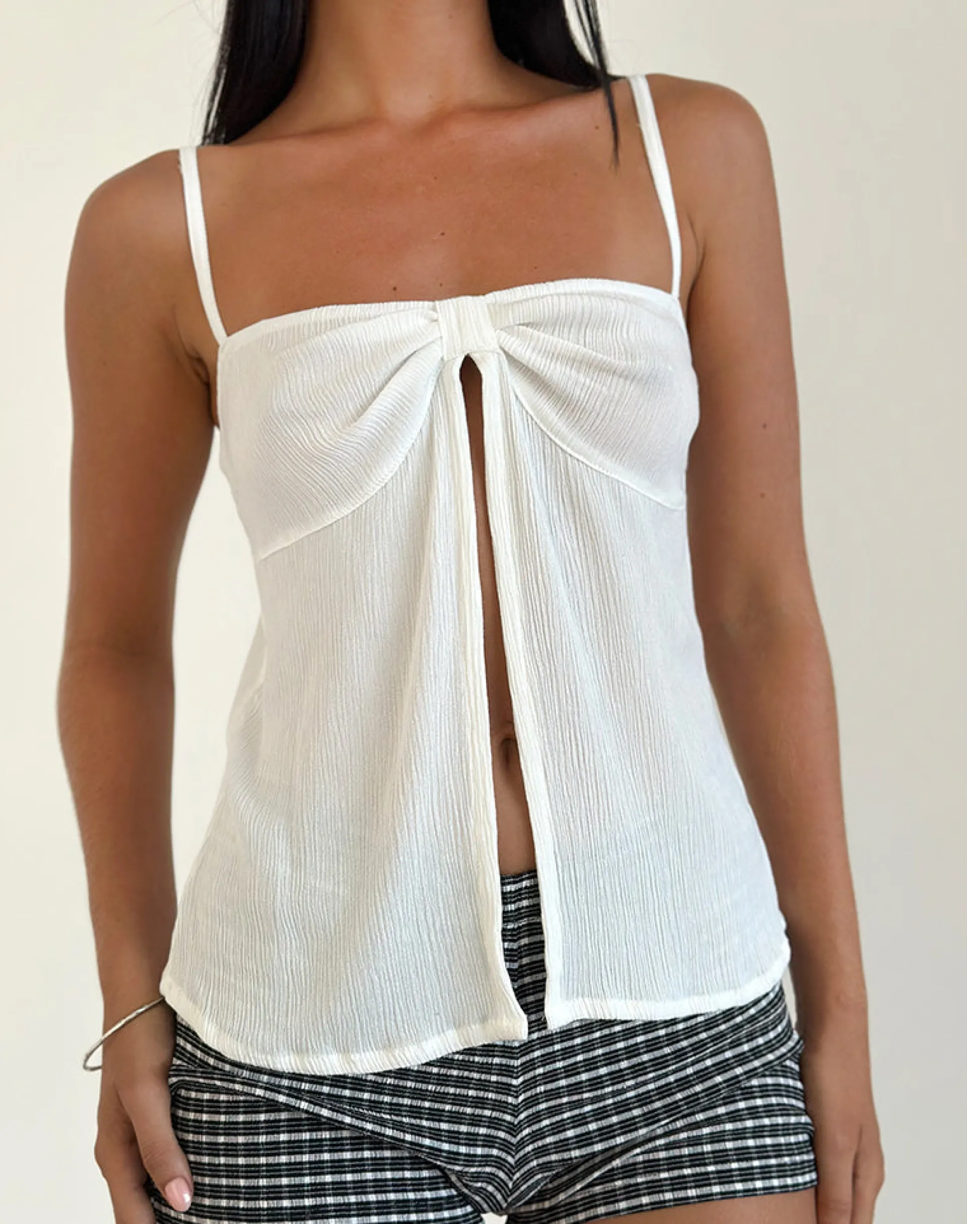 Motel Rocks Going Out Tops-Jastipa Longline Butterfly Top in Off White OffWhite