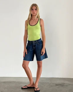 Motel Rocks Vest Tops | Basic Tops-Jastiya Top in Green Banana with Deep Mahogany Binding GreenBananawithDeepMahoganyBinding