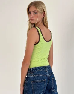 Motel Rocks Vest Tops | Basic Tops-Jastiya Top in Green Banana with Deep Mahogany Binding GreenBananawithDeepMahoganyBinding
