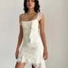 Motel Rocks Day Dresses | Party Dresses-Jati Mini Dress in Off White Canina Rose Lace offwhitecaninaroselace