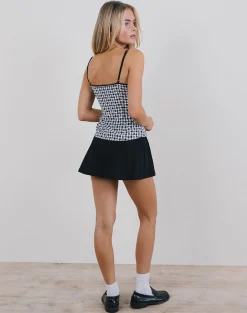 Motel Rocks Corset Tops | Strappy Tops-Jeiha Cami Top in Floral Gingham Black