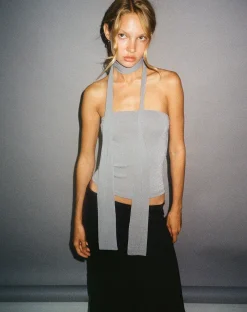 Motel Rocks Bandeau Tops-Jeldia Bandeau Top and Scarf Set in silver