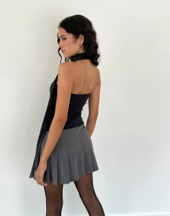 Motel Rocks Bandeau Tops | Going Out Tops-Jeldia Bandeau Top and Scarf Set in Black Shimmer BlackShimmer