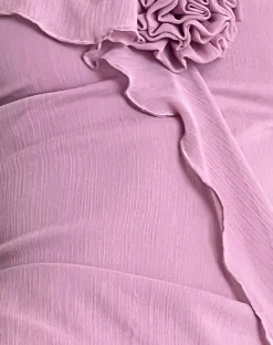 Motel Rocks Midi Dresses-Jenani Rosette Ruffle Midi Dress in Light Plum