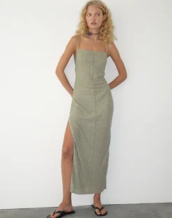 Motel Rocks Day Dresses-Jenaya Knitted Midi Dress in Sage