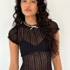 Motel Rocks Lace Tops-Jennifer Unlined Top in Lace Black LaceBlack