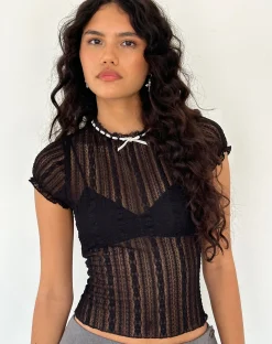 Motel Rocks Lace Tops-Jennifer Unlined Top in Lace Black LaceBlack