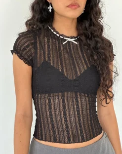 Motel Rocks Lace Tops-Jennifer Unlined Top in Lace Black LaceBlack