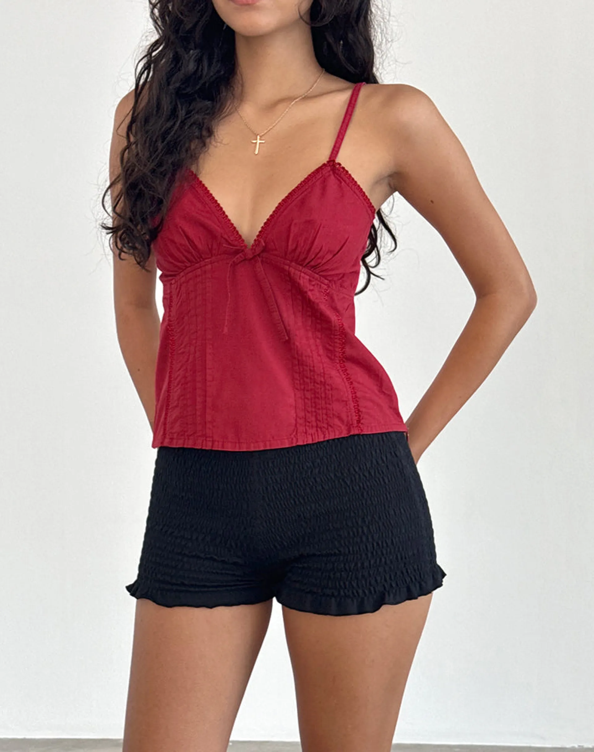 Motel Rocks Strappy Tops | Going Out Tops-Jepuni Cami Top in Adrenaline Red AdrenalineRed