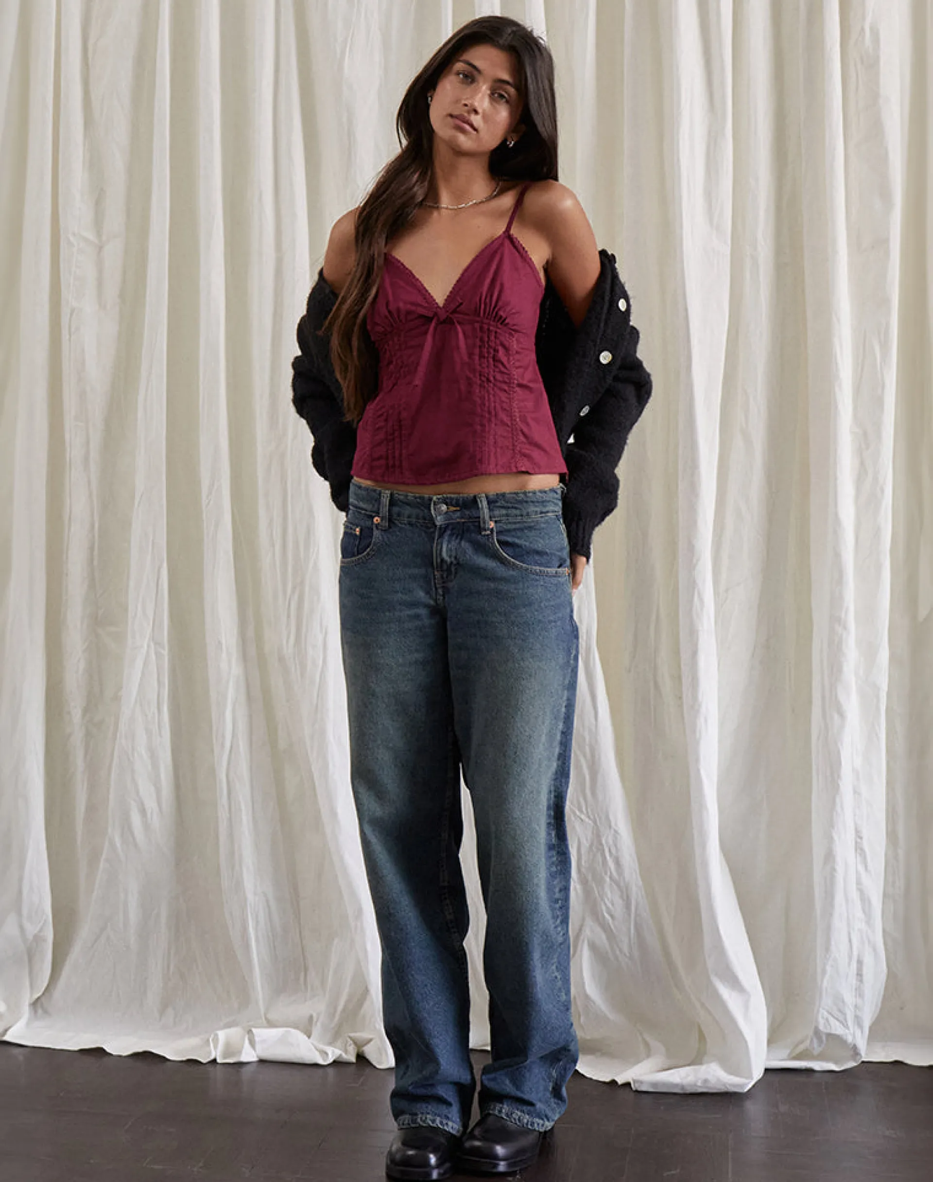 Motel Rocks Strappy Tops | Going Out Tops-Jepuni Cami Top in Burgundy