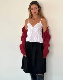 Motel Rocks Strappy Tops-Jepuni Cami Top in White Poplin whitepoplin