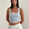 Motel Rocks Printed Tops | Corset Tops-Jinisia Corset Top in Floral Stripe floralstripe
