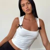 Motel Rocks Basics | Basic Tops-Jiniso Crop Top in Off White with Black Bows OffWhitewithBlackBows