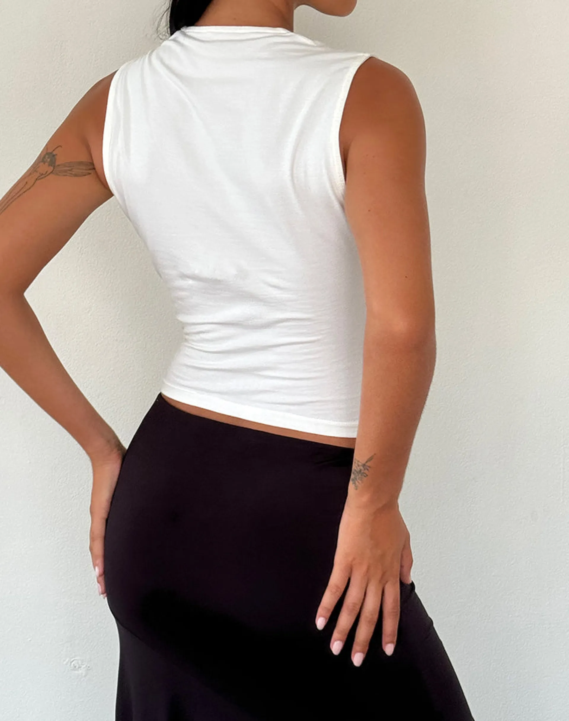 Motel Rocks Basics | Basic Tops-Jiniso Crop Top in Off White with Black Bows OffWhitewithBlackBows