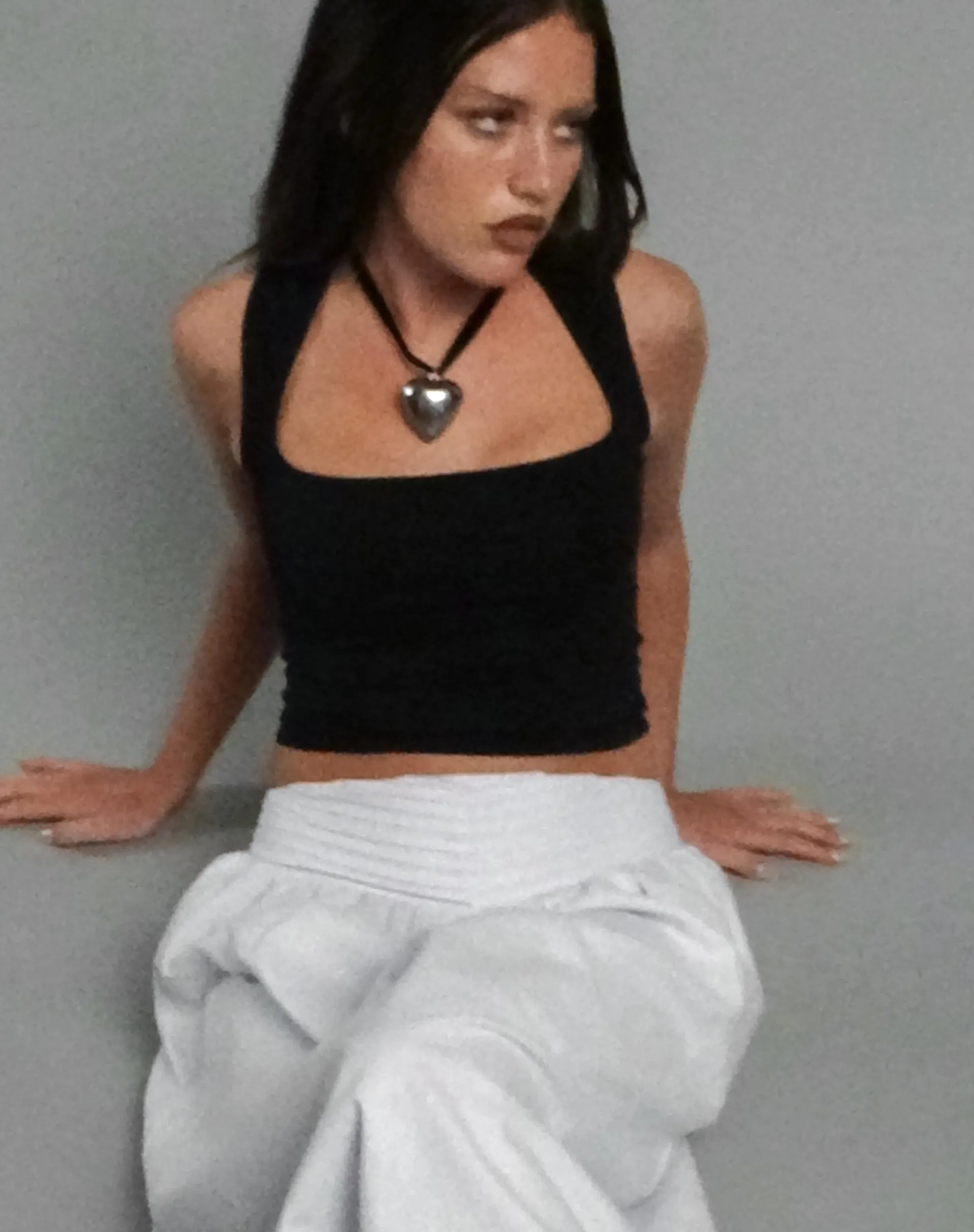 Motel Rocks Basics | Basic Tops-Jinsu Crop Top in Lycra Black LycraBlack