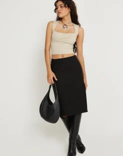 Motel Rocks Basics | Crop Tops-Jinsu Crop Top in Lycra Coconut Milk LycraCoconutMilk