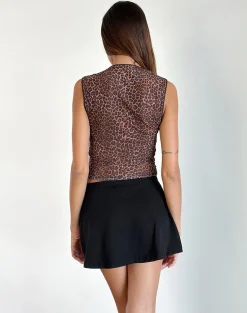 Motel Rocks Printed Tops | Strappy Tops-Jiraya Top in Mesh Printed Rar Leopard
