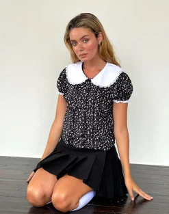 Motel Rocks Shirts And Blouses | Printed Tops-Jisoya Blouse in Black Ditsy Romance