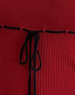 Motel Rocks Strappy Tops | Going Out Tops-Joanie Rib Cami Top in Red with Black Tie RedwithBlackTie