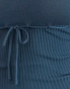 Motel Rocks Loungewear | Co-Ords-Joanie Rib Knit Top in Ocean Storm OceanStorm