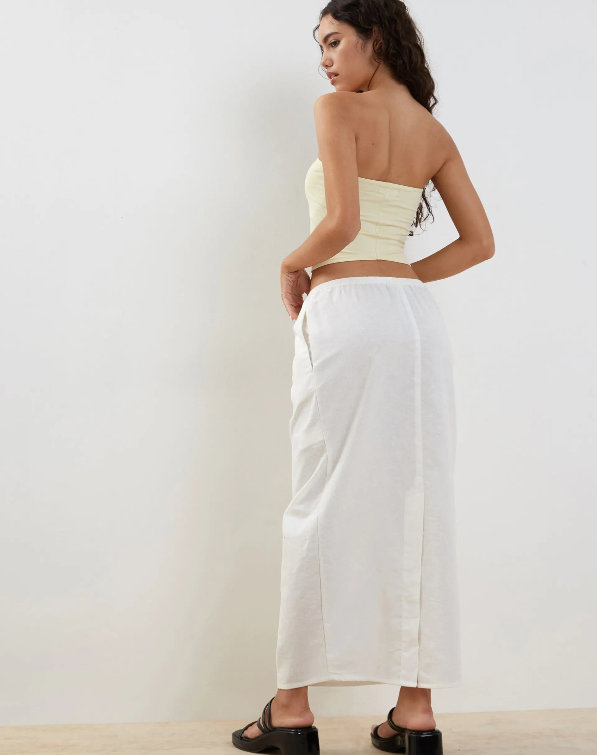 Motel Rocks A Line Skirts | Maxi Skirts-Joelene Maxi Skirt in White OffWhite