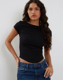 Motel Rocks Basic Tops-Jojes Jersey Tee in Black
