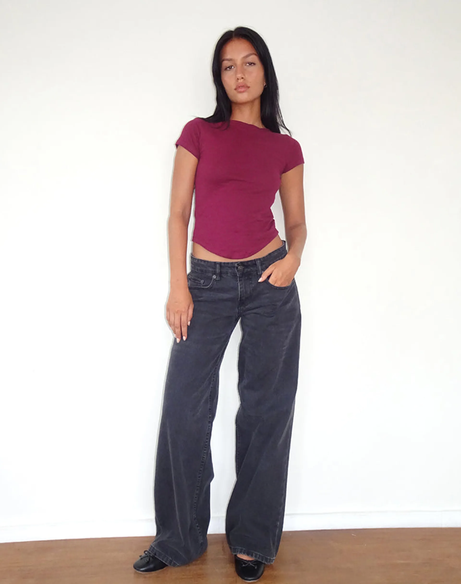 Motel Rocks Tees-Jojes Jersey Tee in burgundy