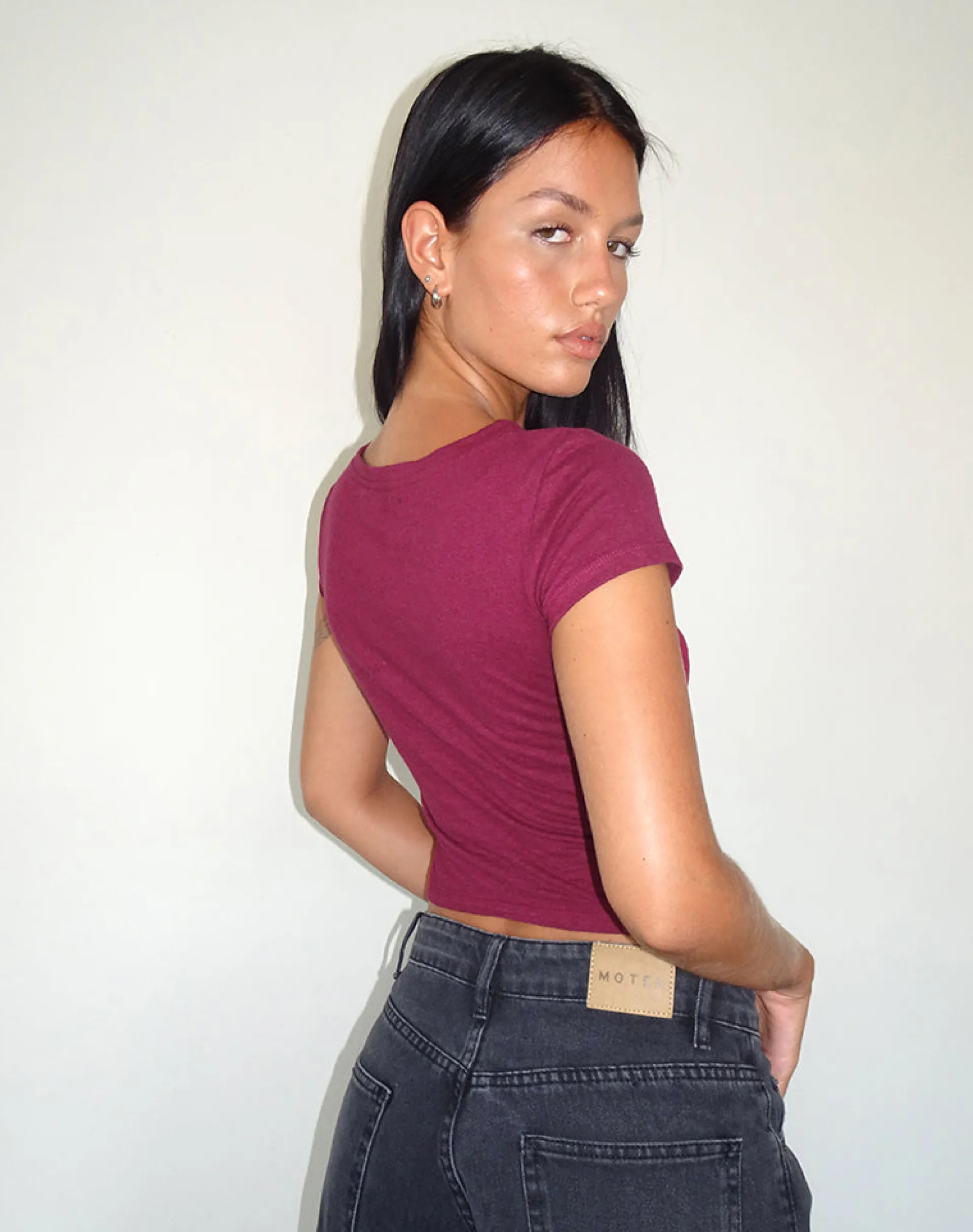 Motel Rocks Tees-Jojes Jersey Tee in burgundy