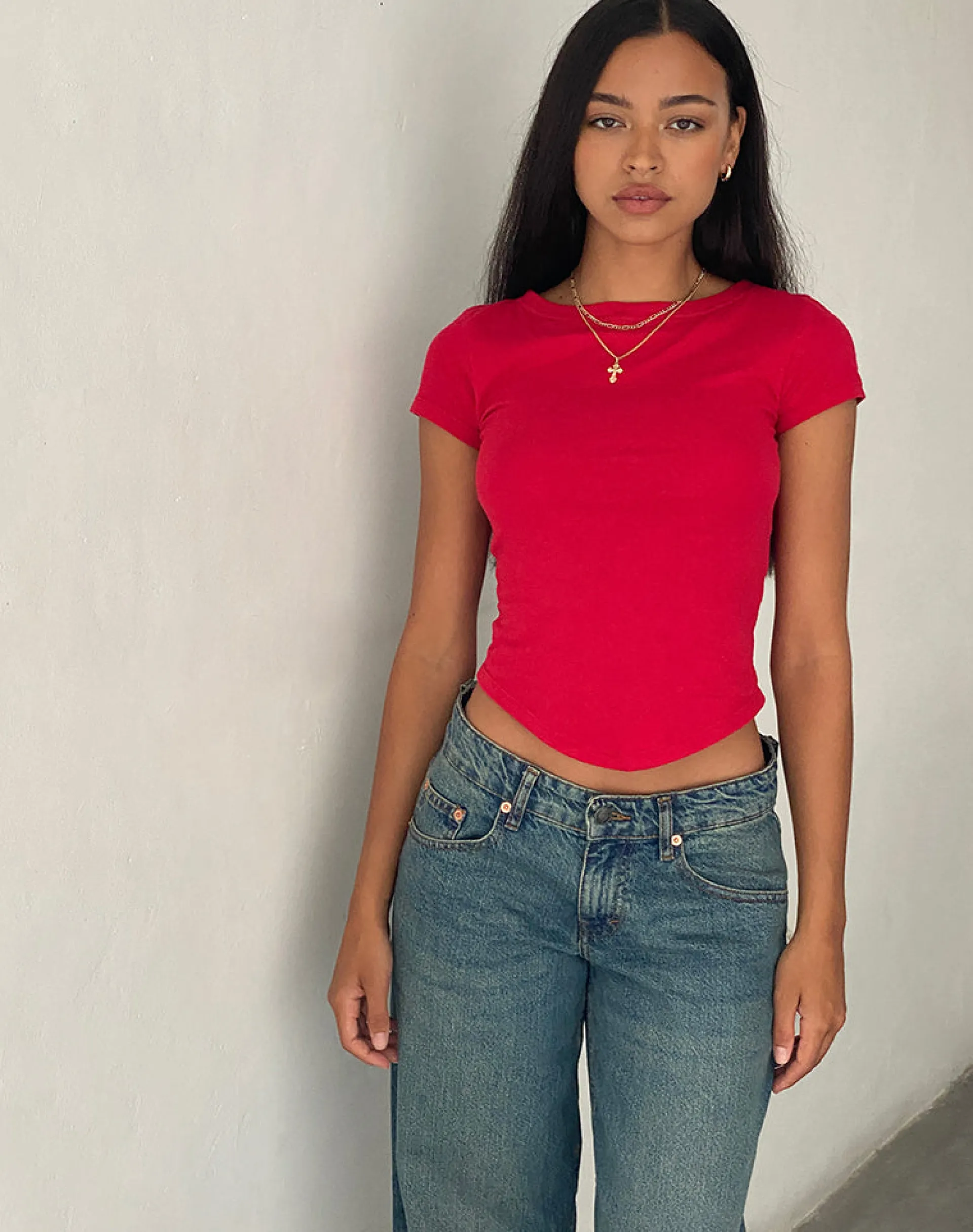 Motel Rocks Basic Tops | Tees-Jojes Jersey Tee in Tango Red TangoRed