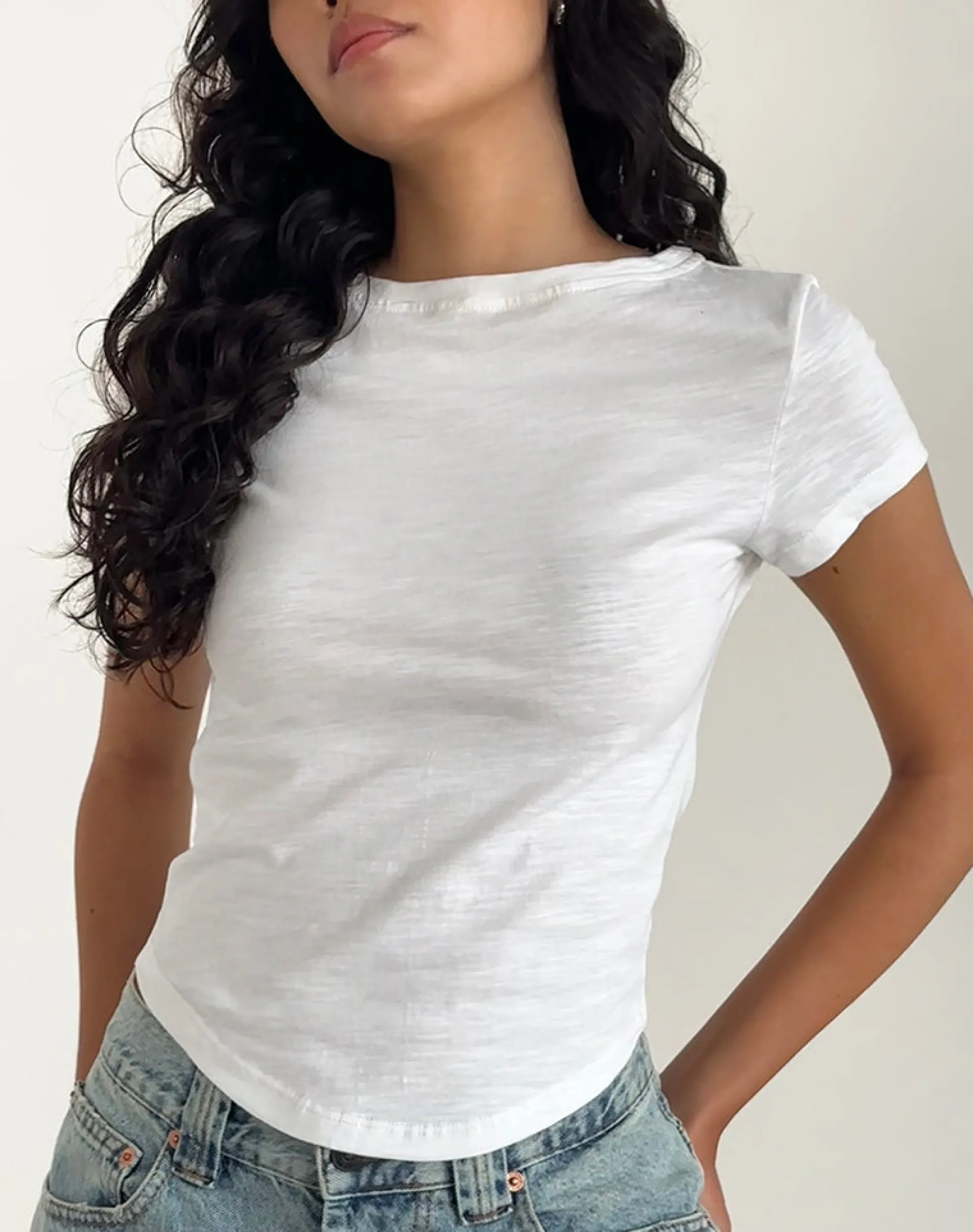 Motel Rocks Basics | Basic Tops-Jojes Jersey Tee Top in White