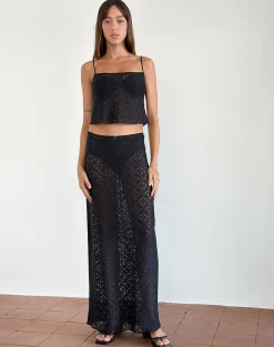 Motel Rocks Co-Ords | Strappy Tops-Jolan Cami Top in Black Clover Lace