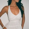 Motel Rocks Halterneck Tops-Juanita Frill Halterneck Top in Crochet White