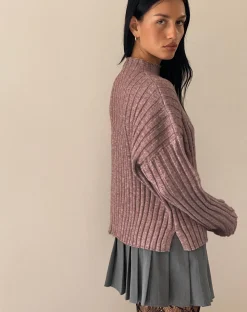 Motel Rocks Jumpers-Judah Oversized Chunky Rib Knit Jumper in Taupe