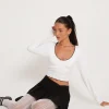 Motel Rocks Basic Tops | Long Sleeve Tops-Junie Ballet Long Sleeve Top in Jersey White