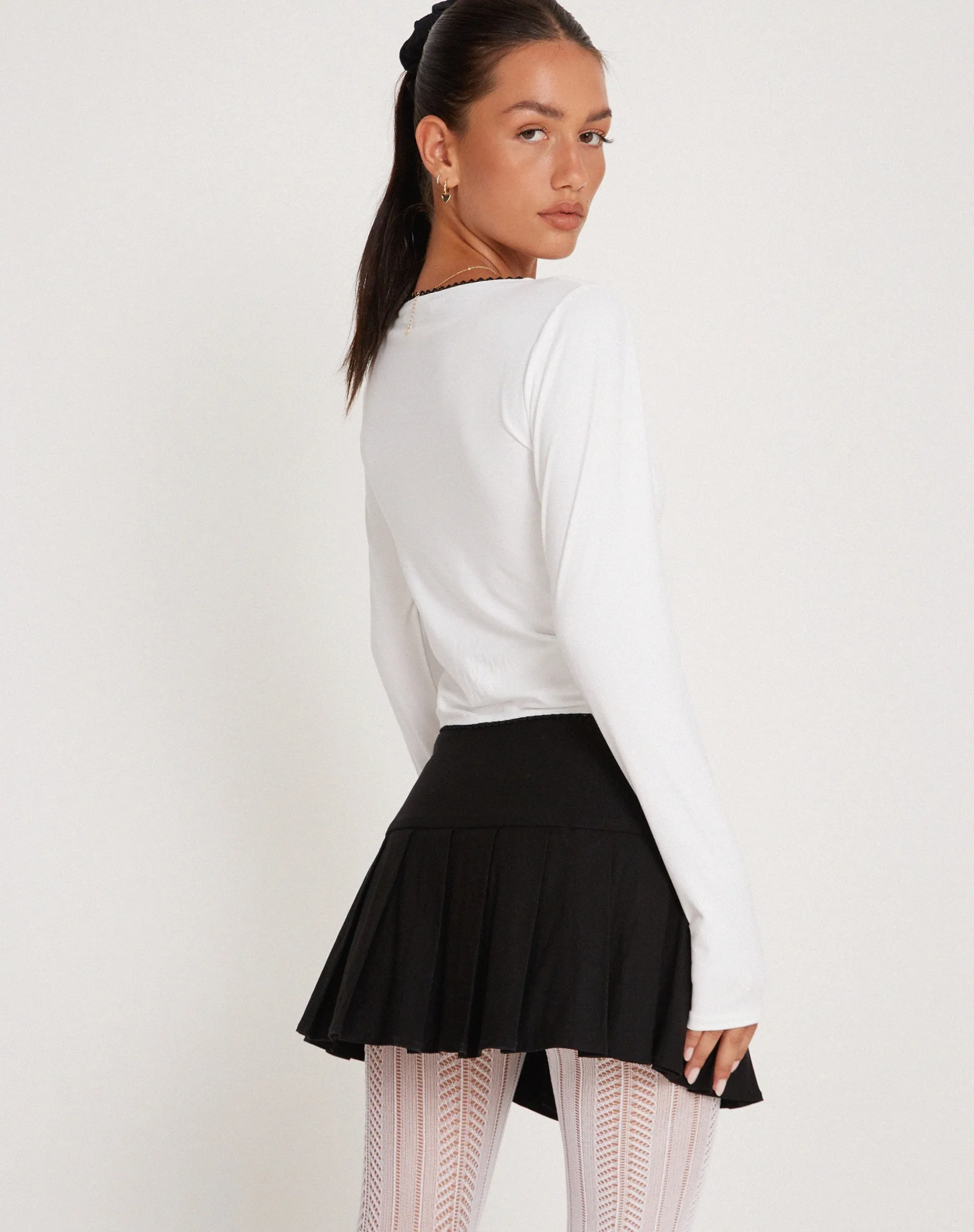 Motel Rocks Basic Tops | Long Sleeve Tops-Junie Ballet Long Sleeve Top in Jersey White