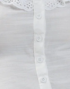 Motel Rocks Going Out Tops-Junko Frill Detail Button Through Top in White