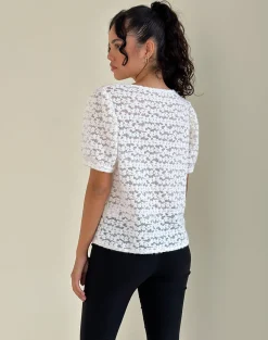 Motel Rocks Shirts And Blouses | Lace Tops-Kaelyn Top in Dahlia Lace Ivory