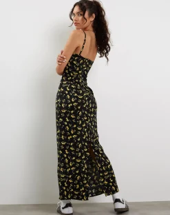 Motel Rocks Day Dresses-Kafka Maxi Dress in Buttercup Black and Yellow ButtercupBlackYellow